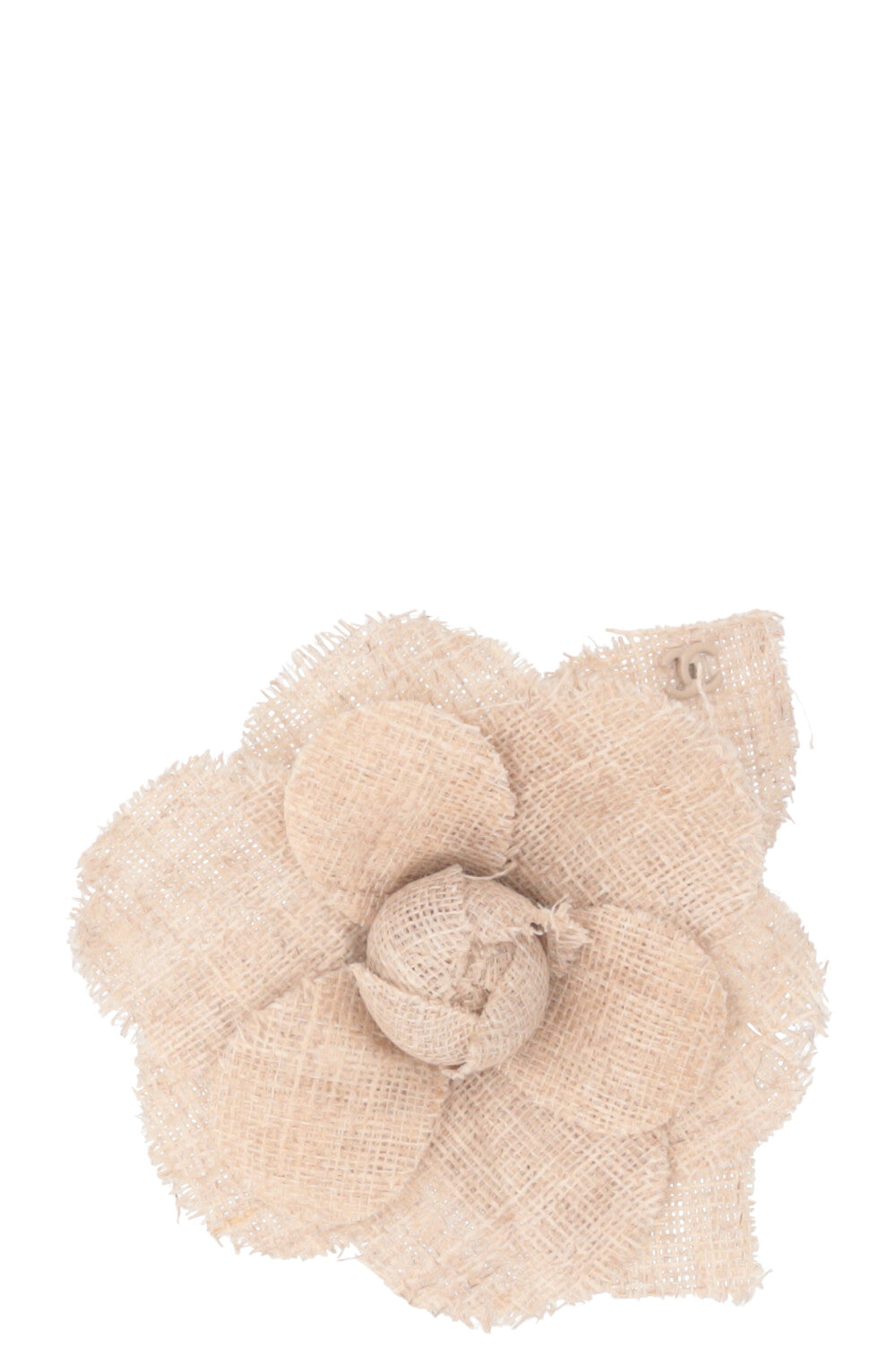 CHANEL Camelia Brooch Linen Beige