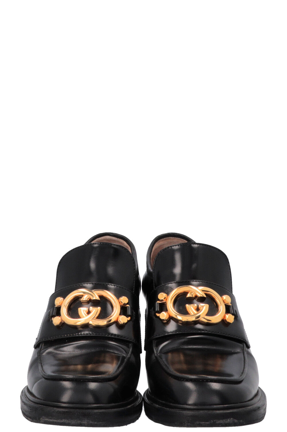 Mocassins à talons GUCCI à motif GG entrelacé noirs
