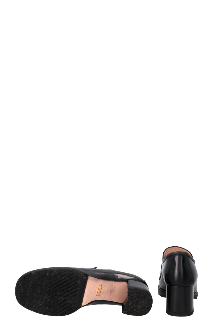 Mocassins à talons GUCCI à motif GG entrelacé noirs