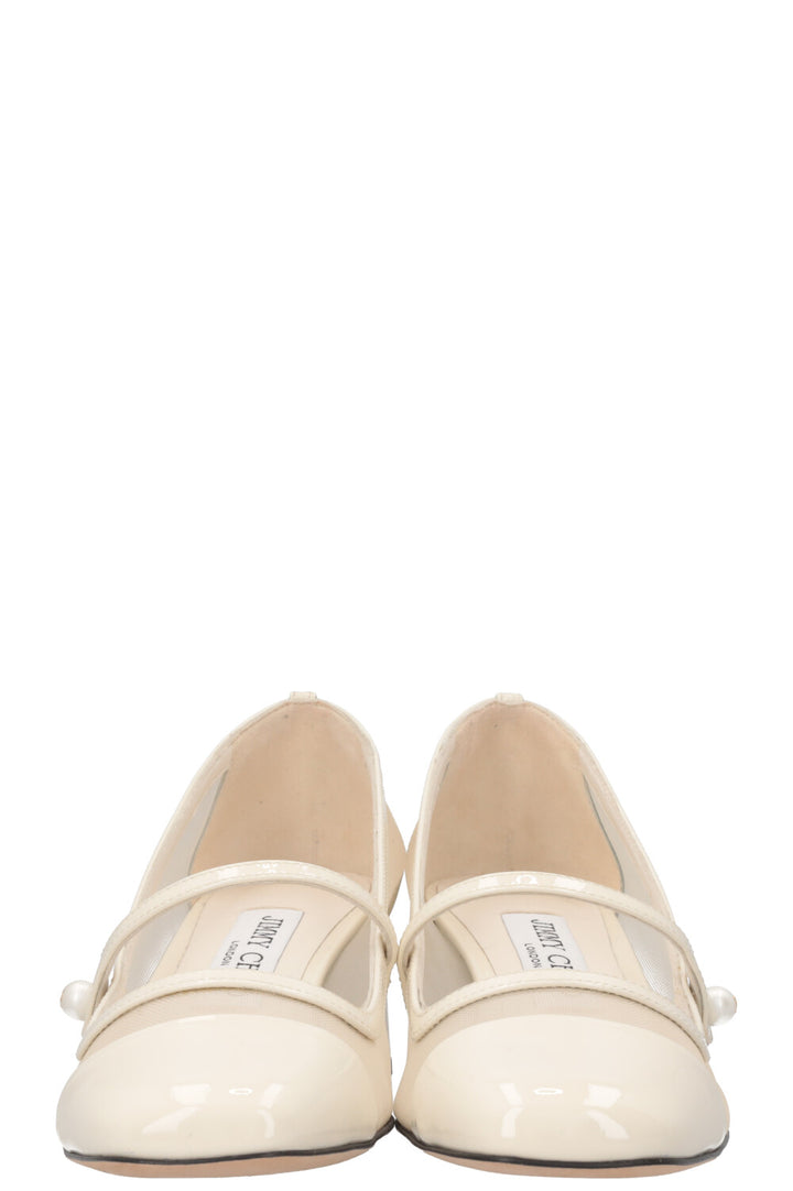 JIMMY CHOO Bridal Elisa 45 Mary Jane Heels Mesh Off-White