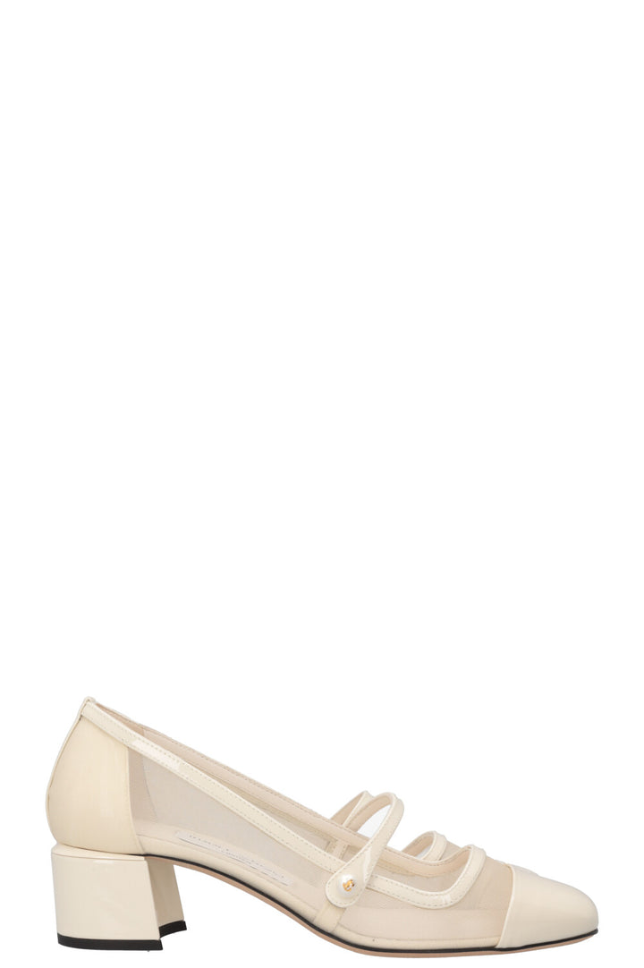 JIMMY CHOO Bridal Elisa 45 Mary Jane Heels Mesh Off-White