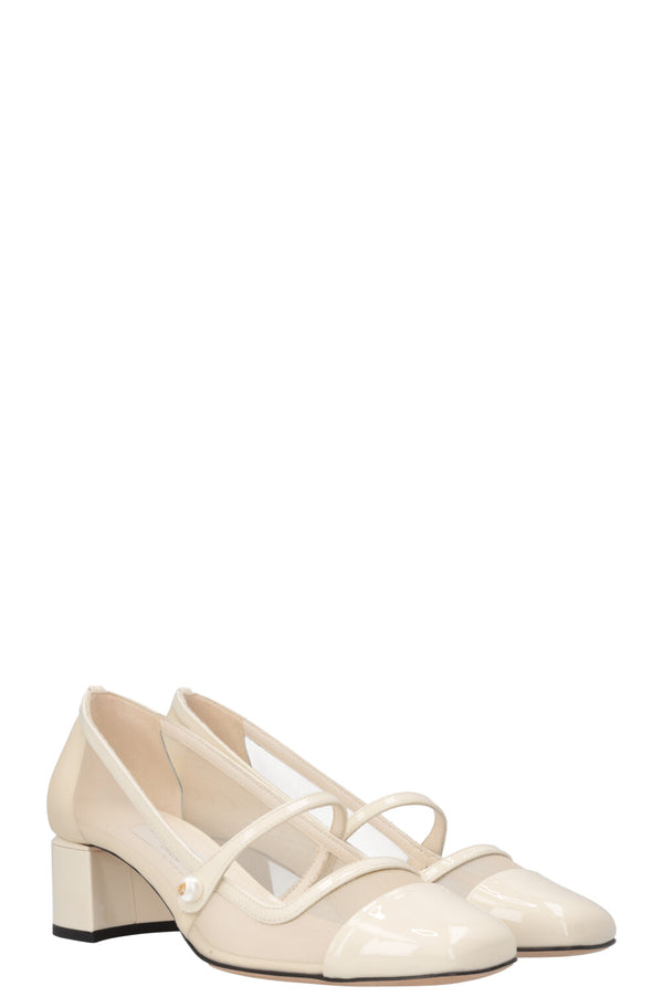 JIMMY CHOO Bridal Elisa 45 Mary Jane Heels Mesh Off-White