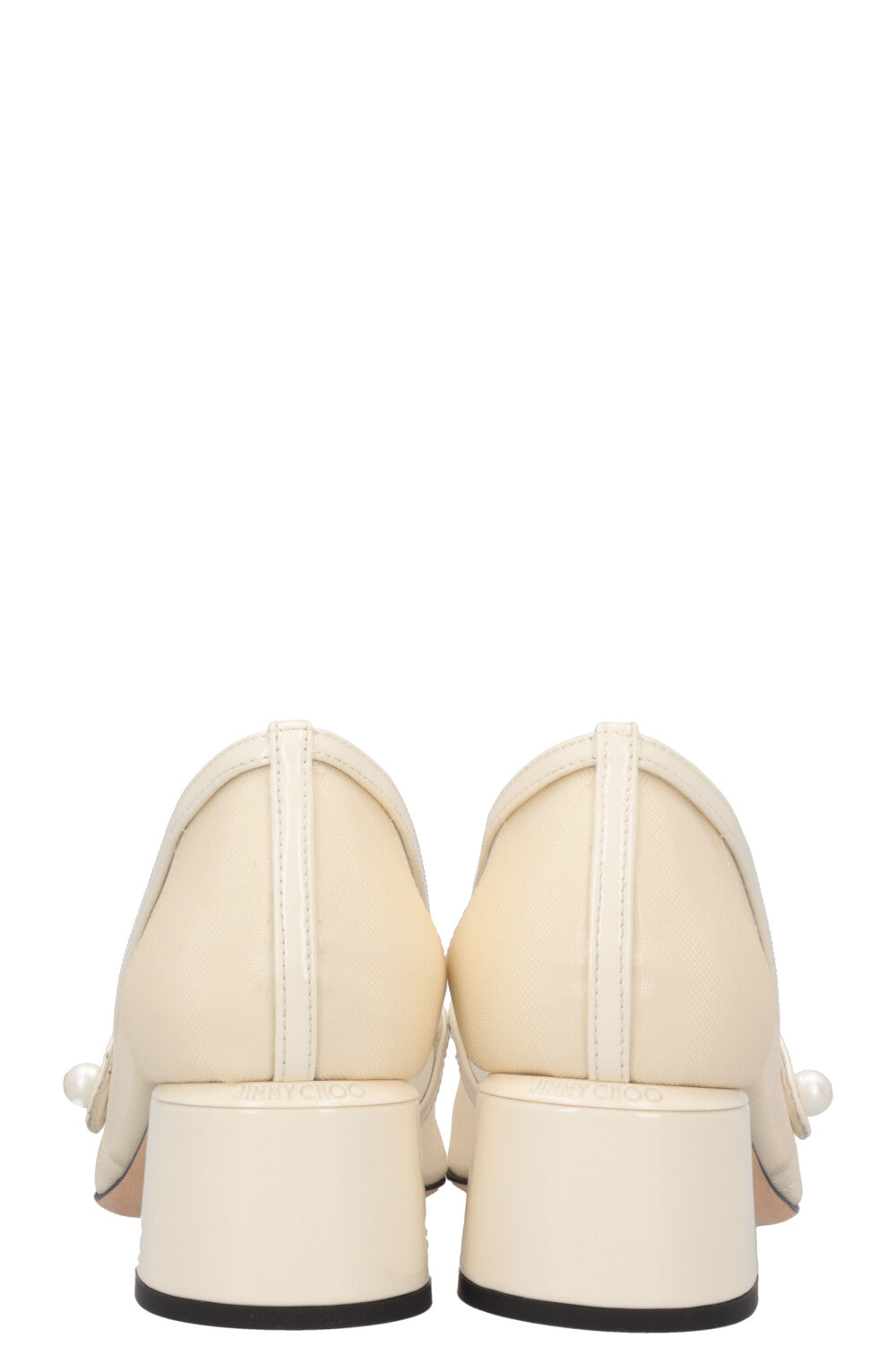 JIMMY CHOO Bridal Elisa 45 Mary Jane Heels Mesh Off-White