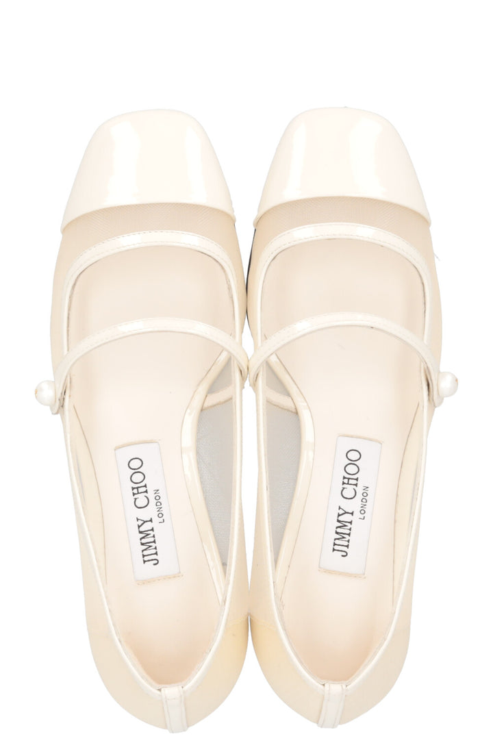 JIMMY CHOO Bridal Elisa 45 Mary Jane Heels Mesh Off-White