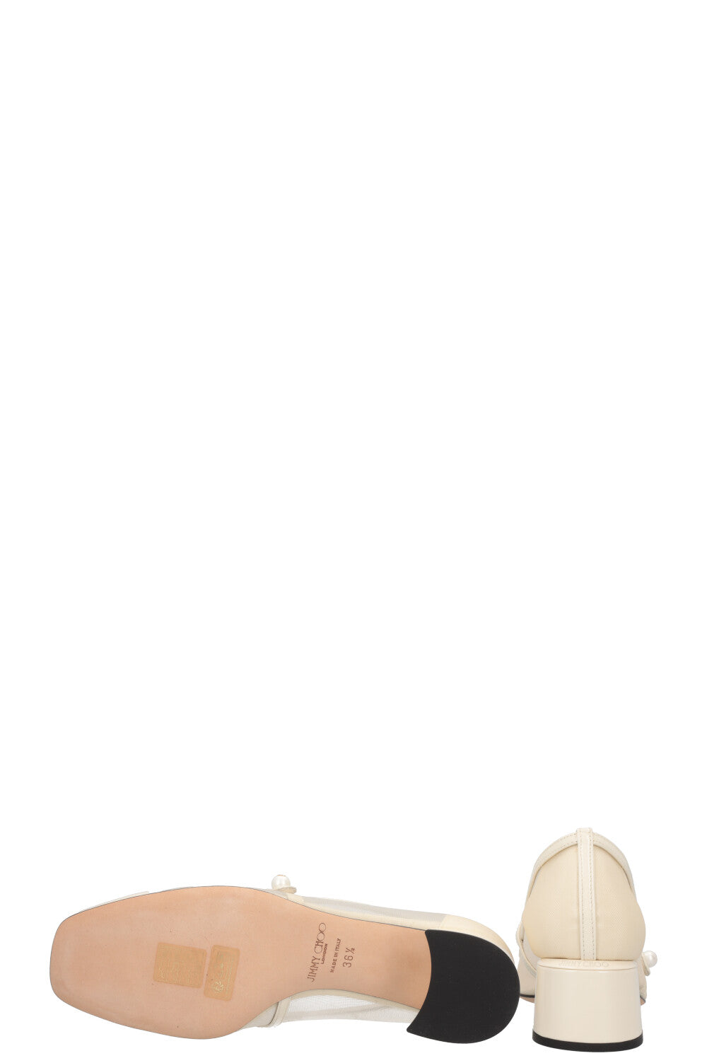 JIMMY CHOO Bridal Elisa 45 Mary Jane Heels Mesh Off-White