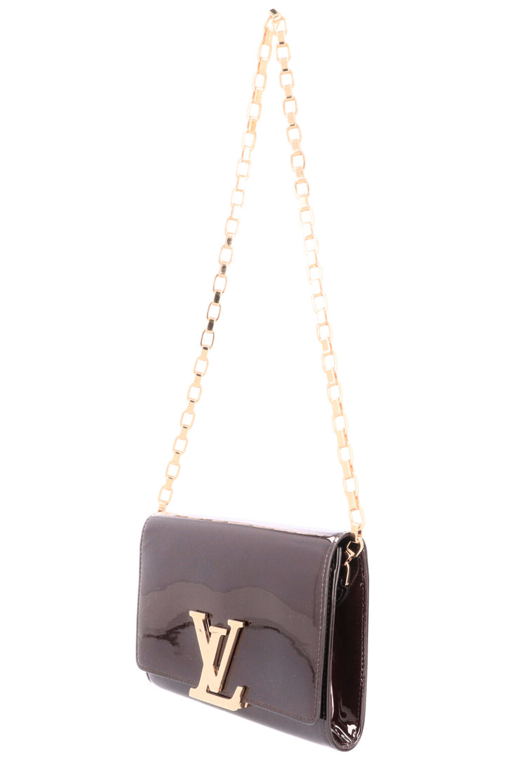 LOUIS VUITTON Louise LV Chain Clutch Amaranthe Patent