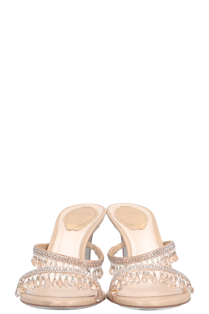 RENÉ CAOVILLA Chandelier Mules Beige