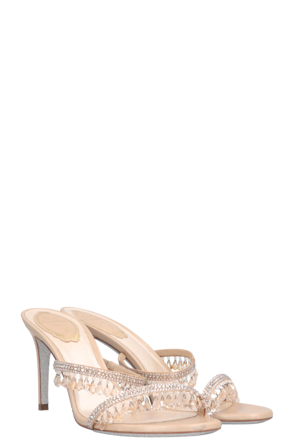 RENÉ CAOVILLA Chandelier Mules Beige