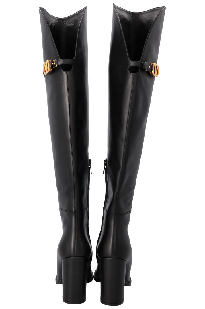 VALENTINO V Logo Buckle Boots Black