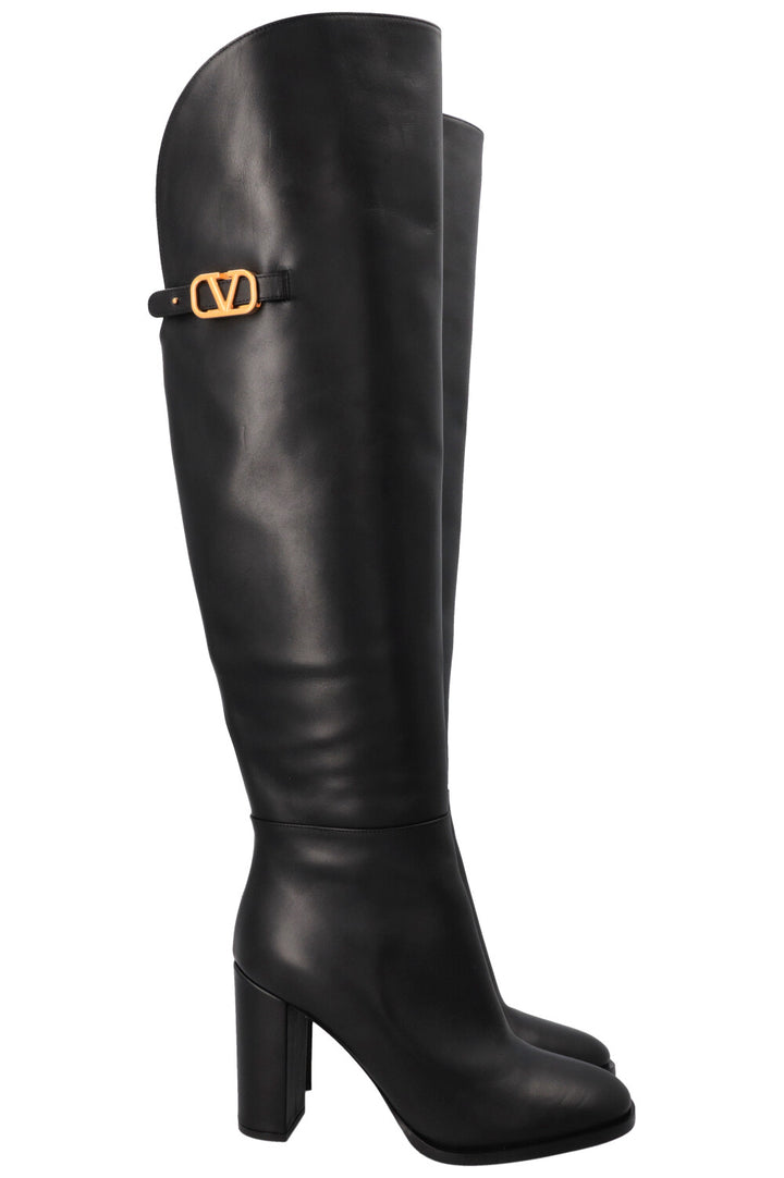VALENTINO V Logo Buckle Boots Black