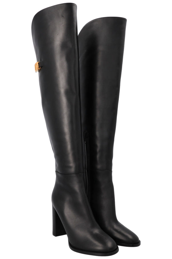 VALENTINO V Logo Buckle Boots Black