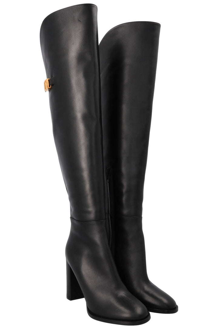 VALENTINO V Logo Buckle Boots Black