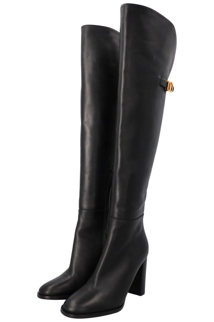 VALENTINO V Logo Buckle Boots Black