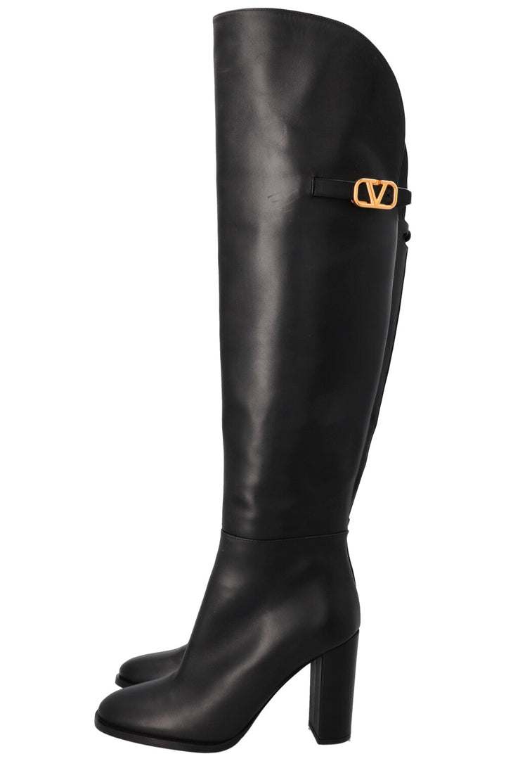 VALENTINO V Logo Buckle Boots Black