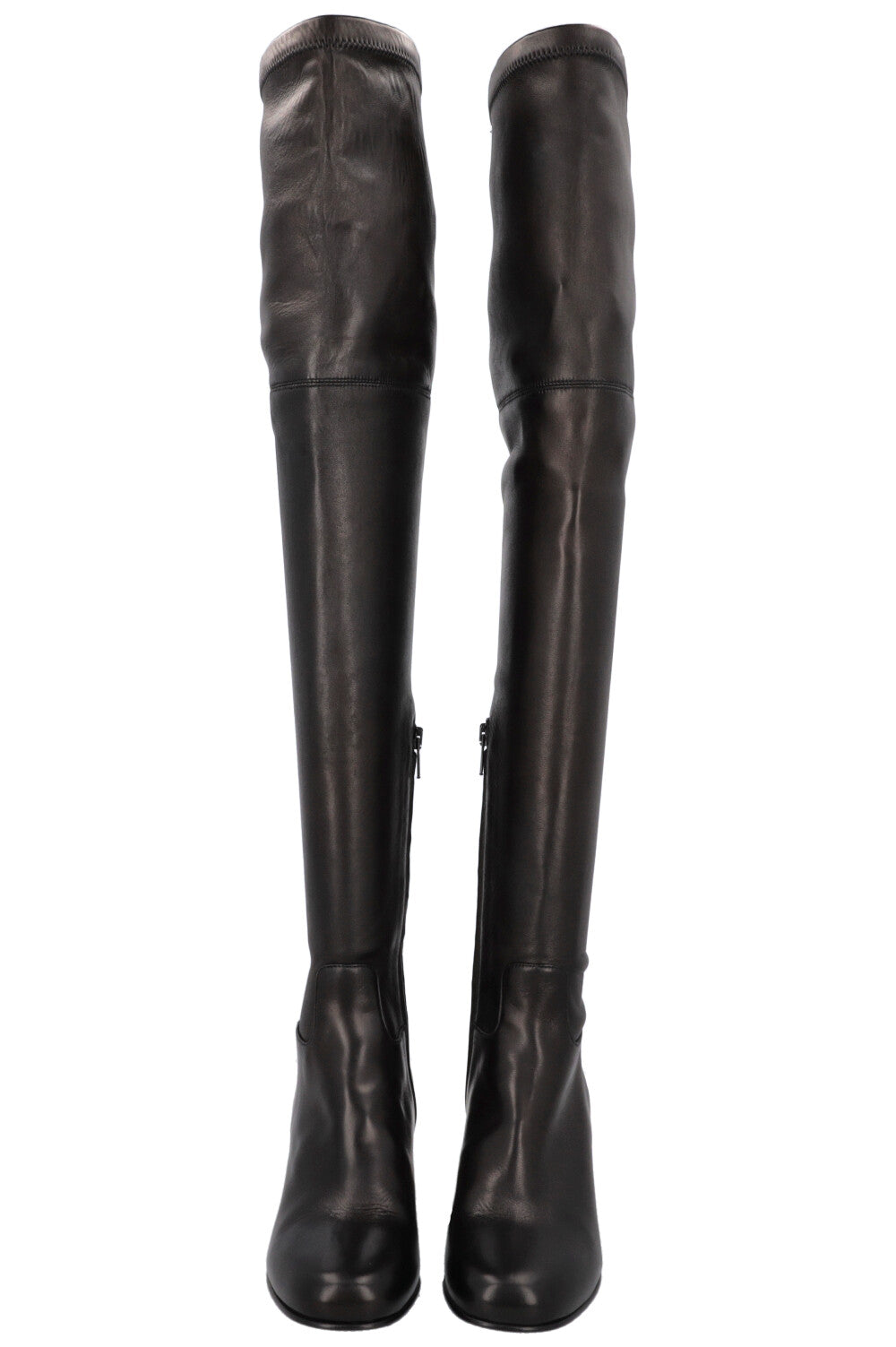 VALENTINO V Logo Overknee Boot Black Nappa