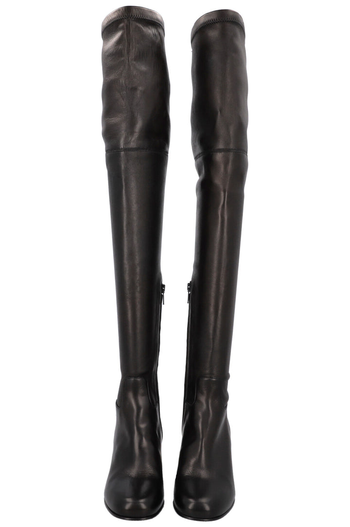 VALENTINO V Logo Overknee Boot Black Nappa