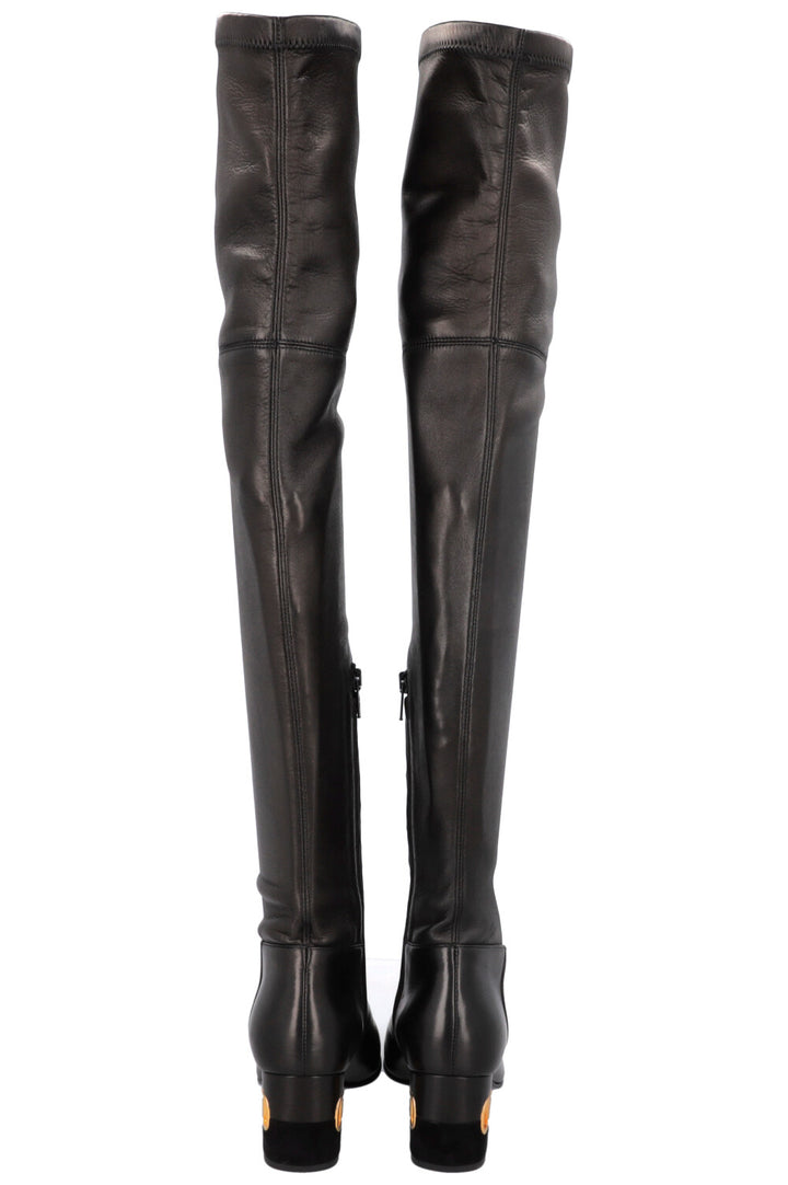 VALENTINO V Logo Overknee Boot Black Nappa