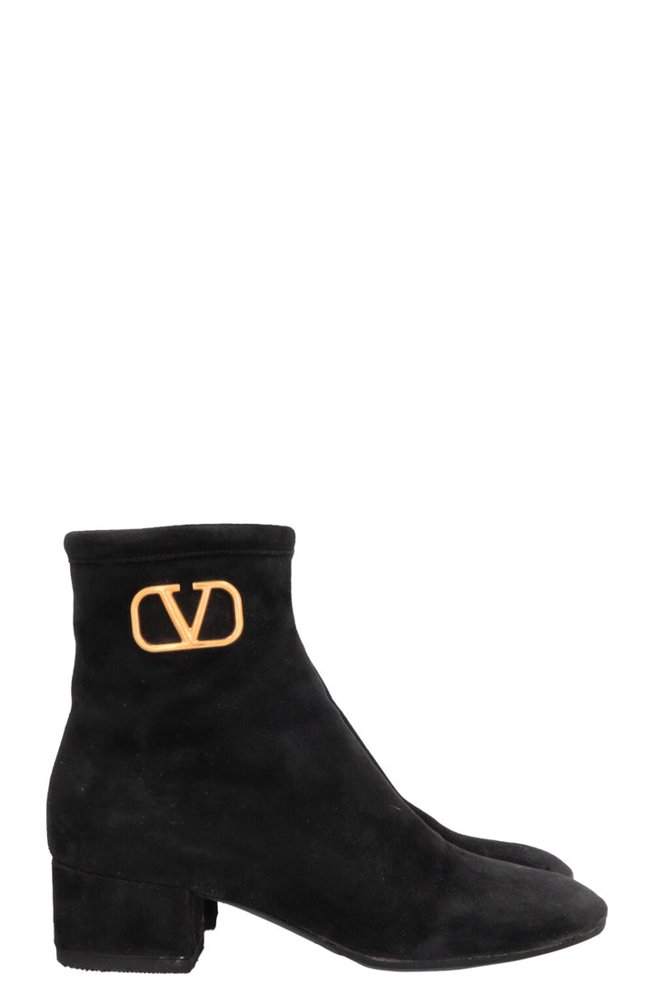 VALENTINO V Logo Boots Suede Black