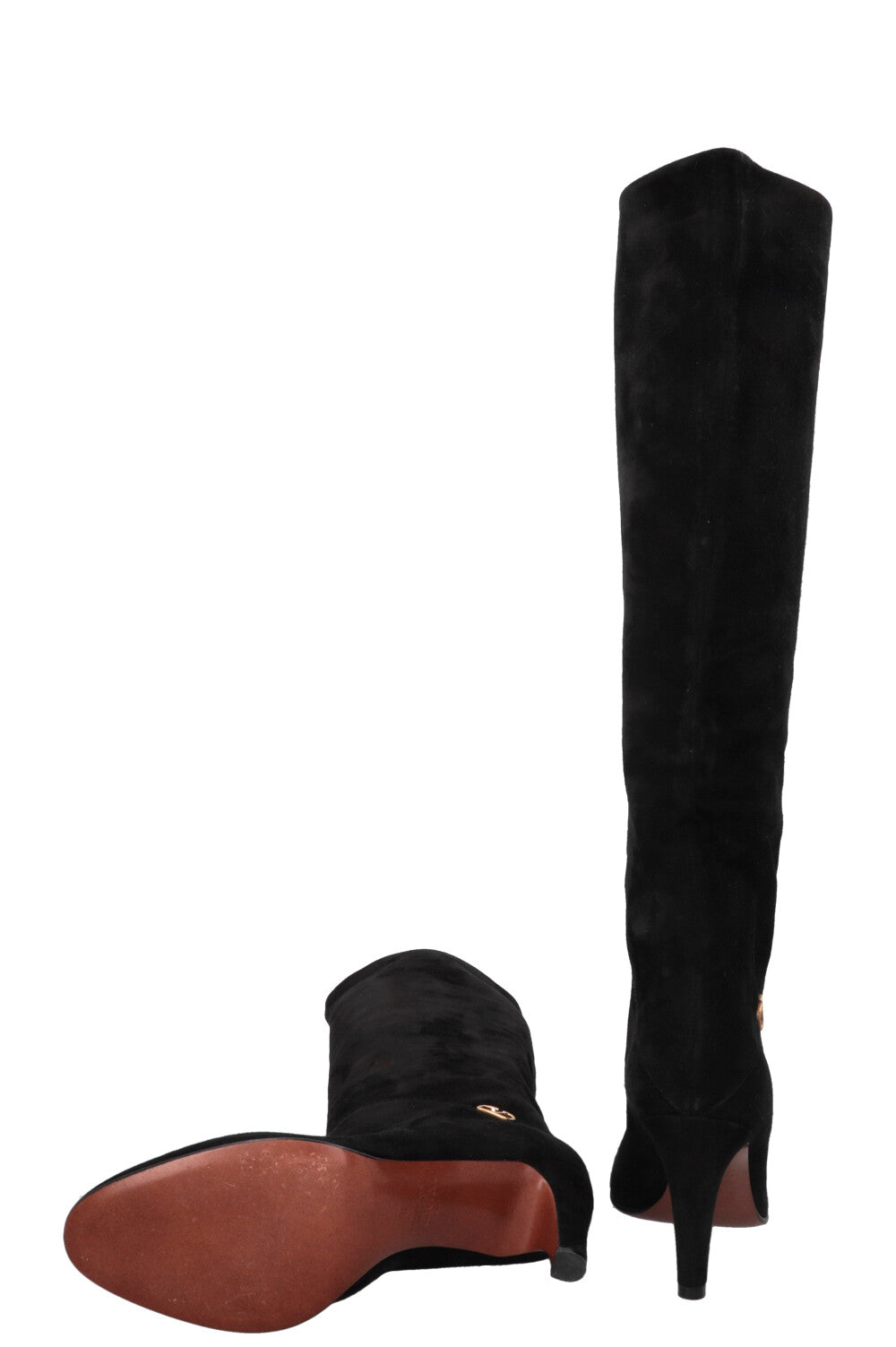 VALENTINO V Logo Knee High Boots Suede