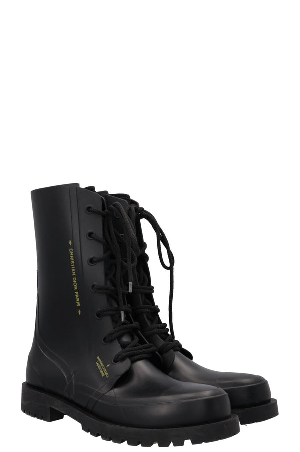 Bottes de combat DiorCamp de Christian Dior, en PVC noir.