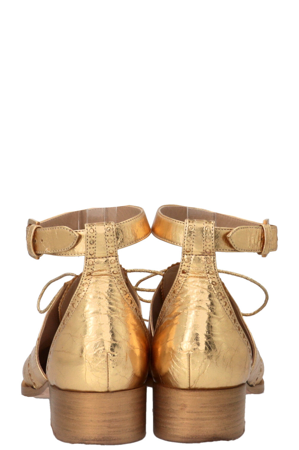 CHANEL 2015 CC Wingtip Loafers Leather Gold