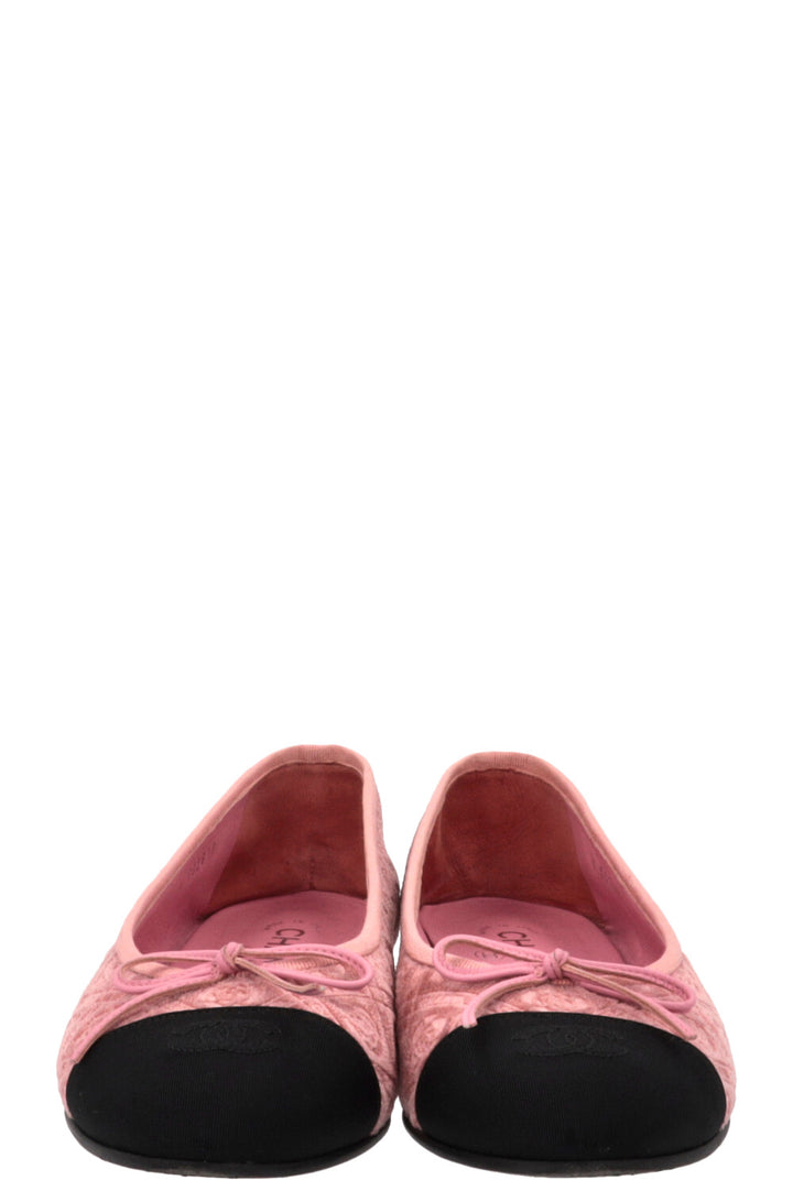 CHANEL Classic CC Camellia Ballet Flats Velvet Pink
