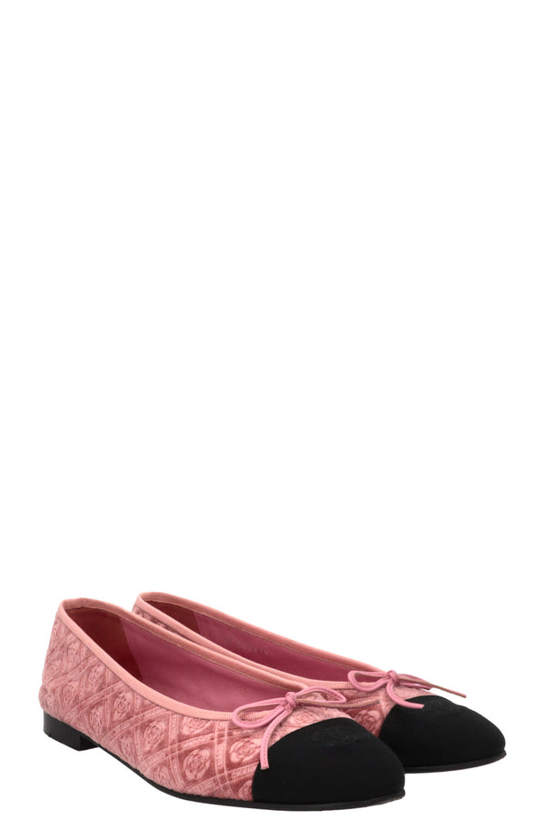 CHANEL Classic CC Camellia Ballet Flats Velvet Pink