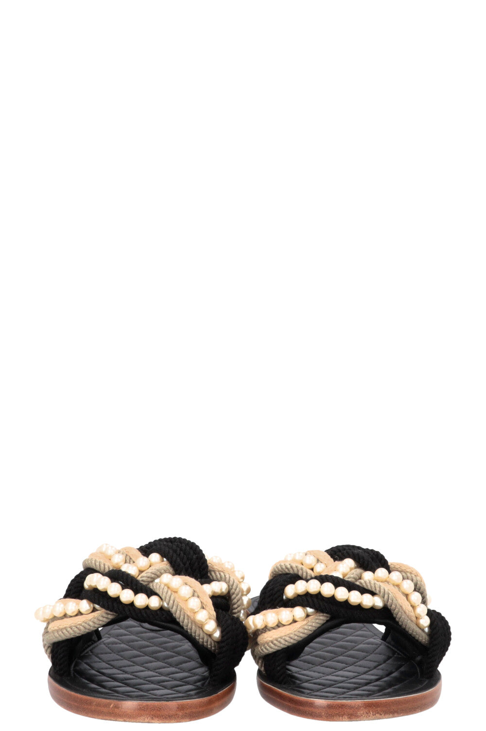 CHANEL 2017 Braided Beaded Pearl Slides