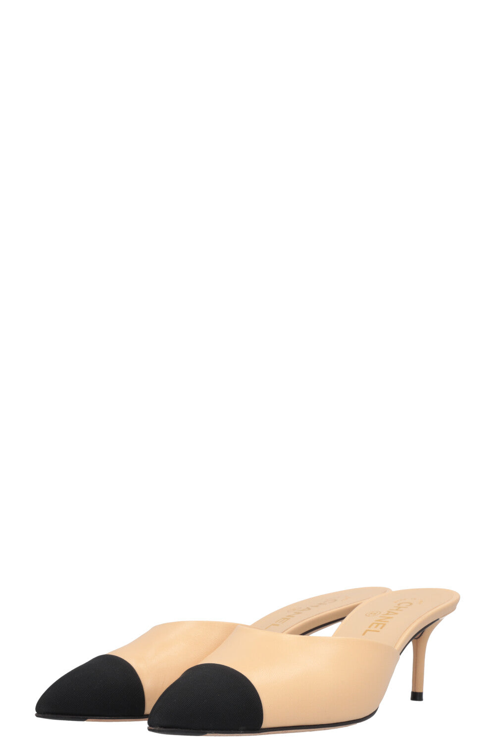 CHANEL Mules Beige Black