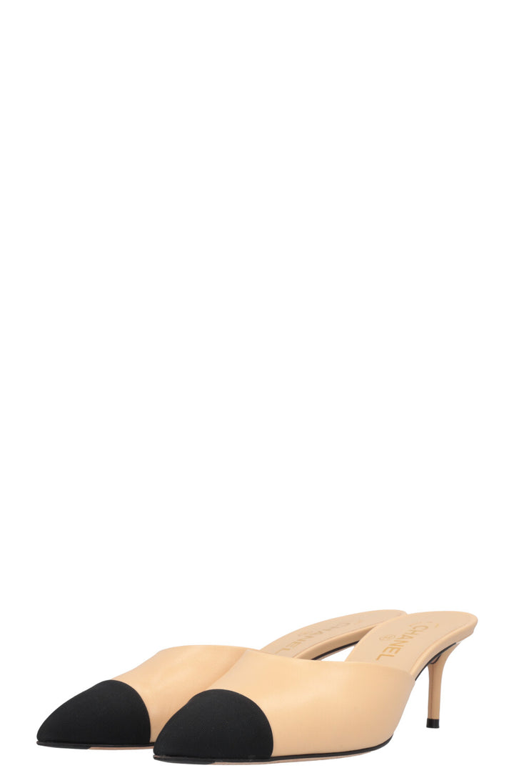CHANEL Mules Beige Black