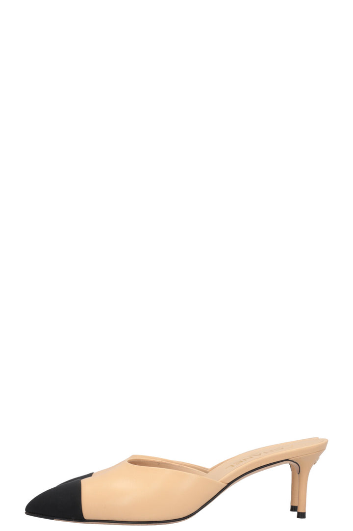 CHANEL Mules Beige Black