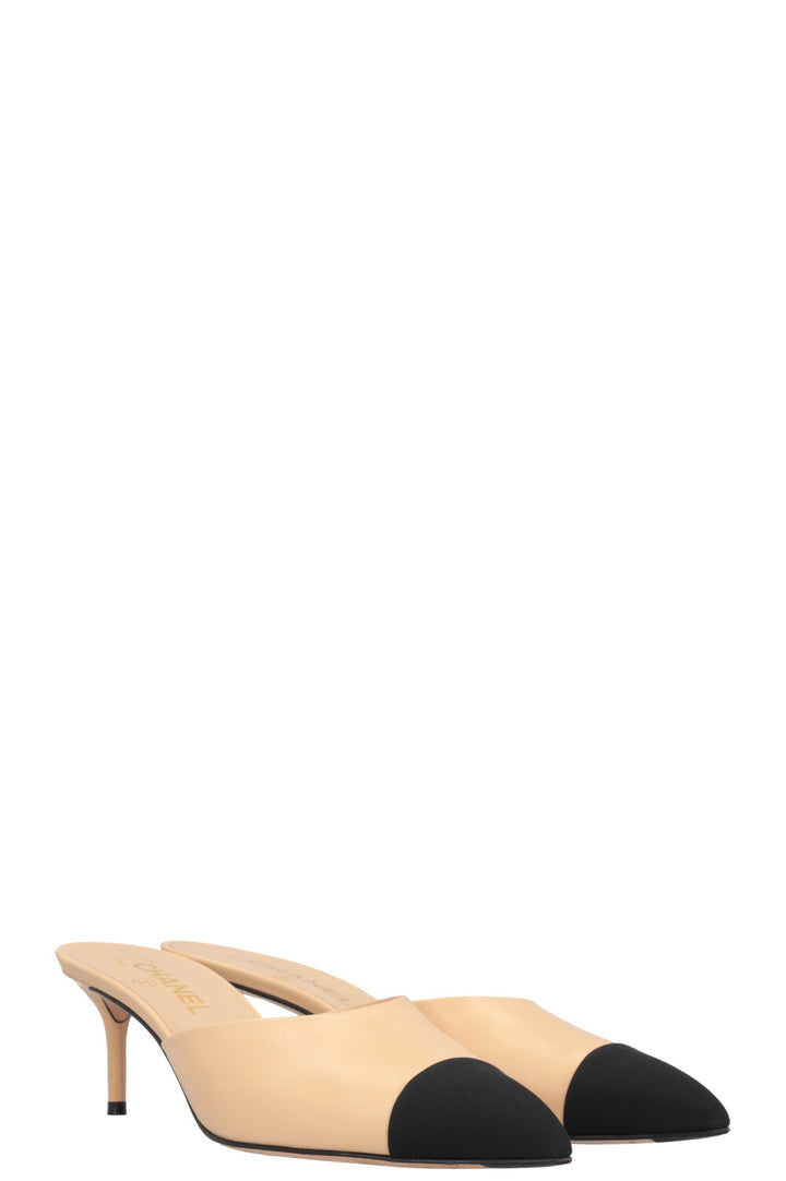 CHANEL Mules Beige Black