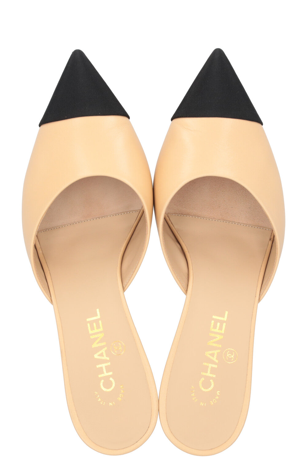 CHANEL Mules Beige Black