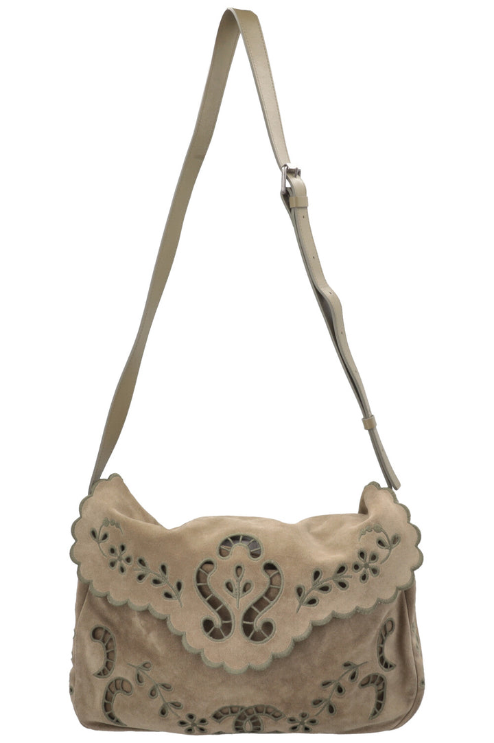 CHANEL Sac bandoulière découpé floral en daim vert
