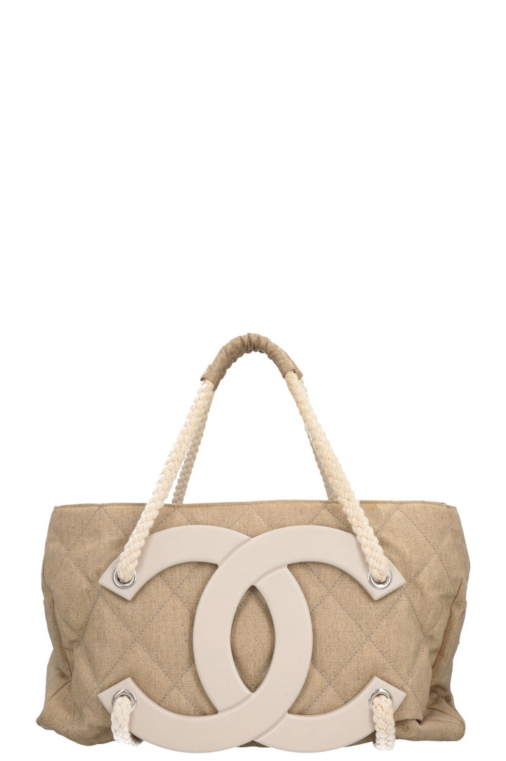 CHANEL 2008 Cruise Yacht CC Tote Bag Beige