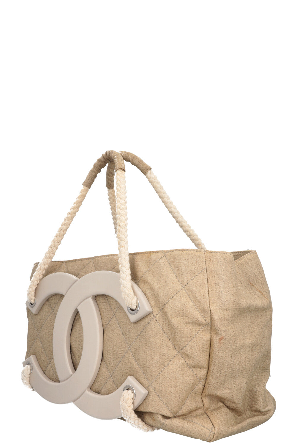 CHANEL 2008 Cruise Yacht CC Tote Bag Beige