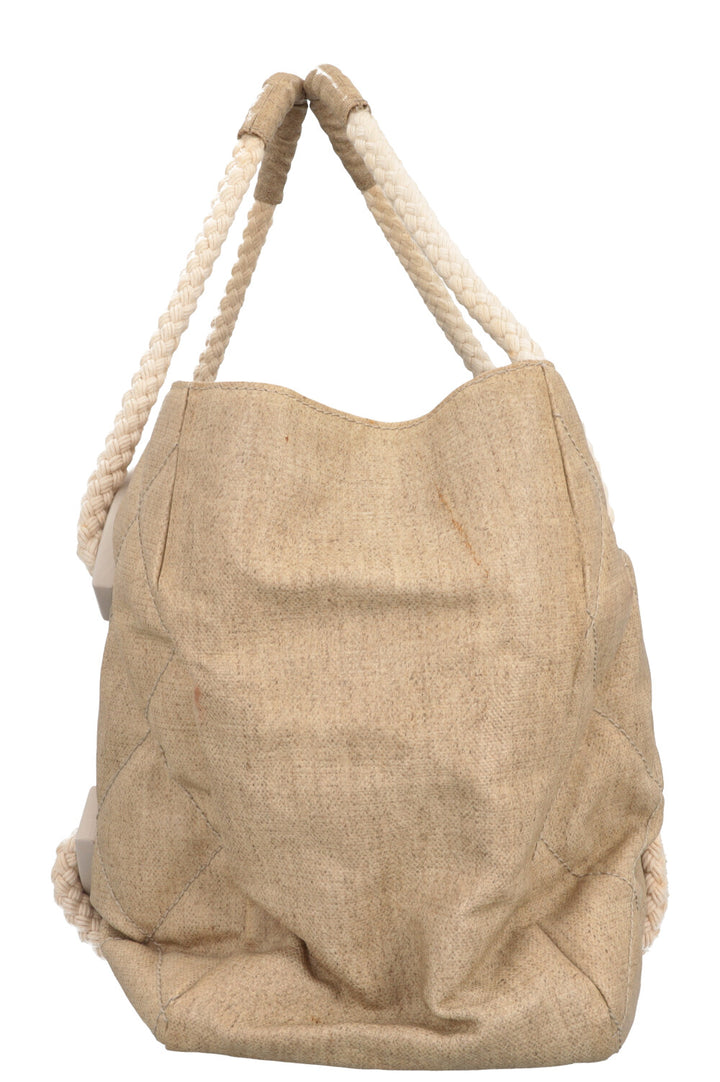 CHANEL 2008 Cruise Yacht CC Tote Bag Beige