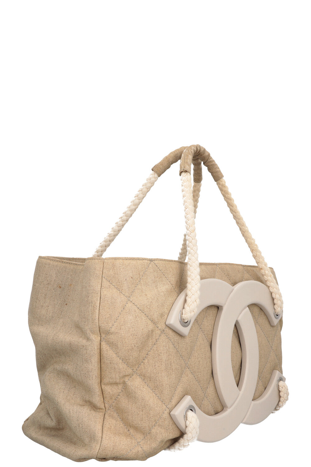 CHANEL 2008 Cruise Yacht CC Tote Bag Beige