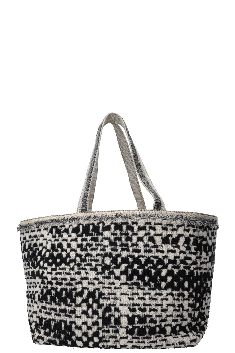 CHANEL CC Terrycloth Beach Shoulder Bag Black White