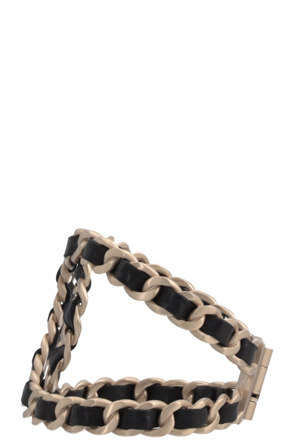 CHANEL 2016 CC Cuff Champagne Black Leather