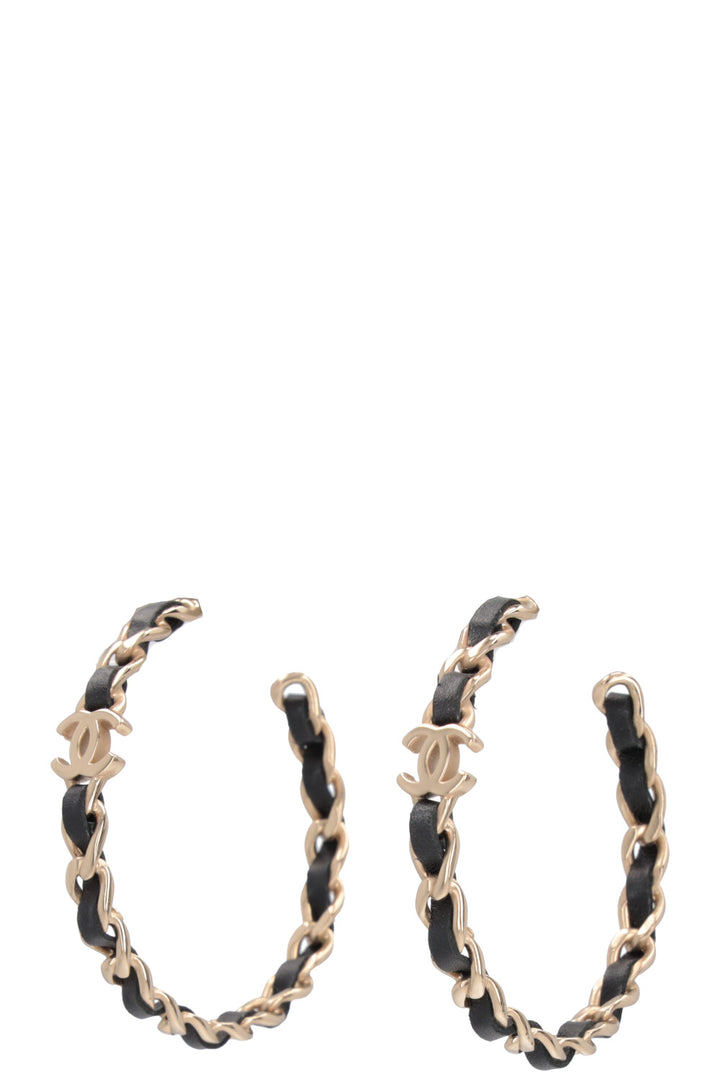 CHANEL 2017 Hoop Earrings Gold Black