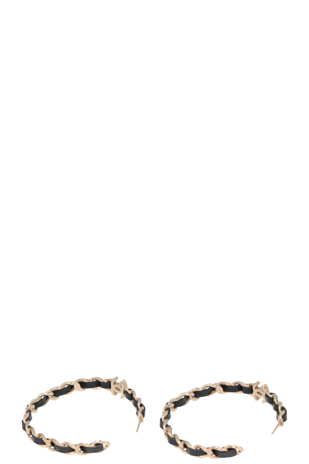 CHANEL 2017 Hoop Earrings Gold Black
