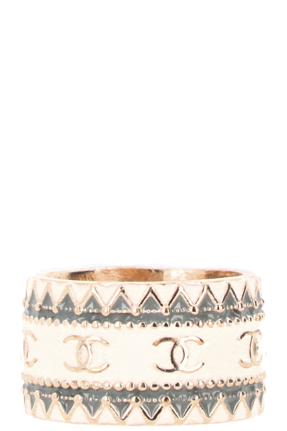 CHANEL 2018 CC Ring White Champagne