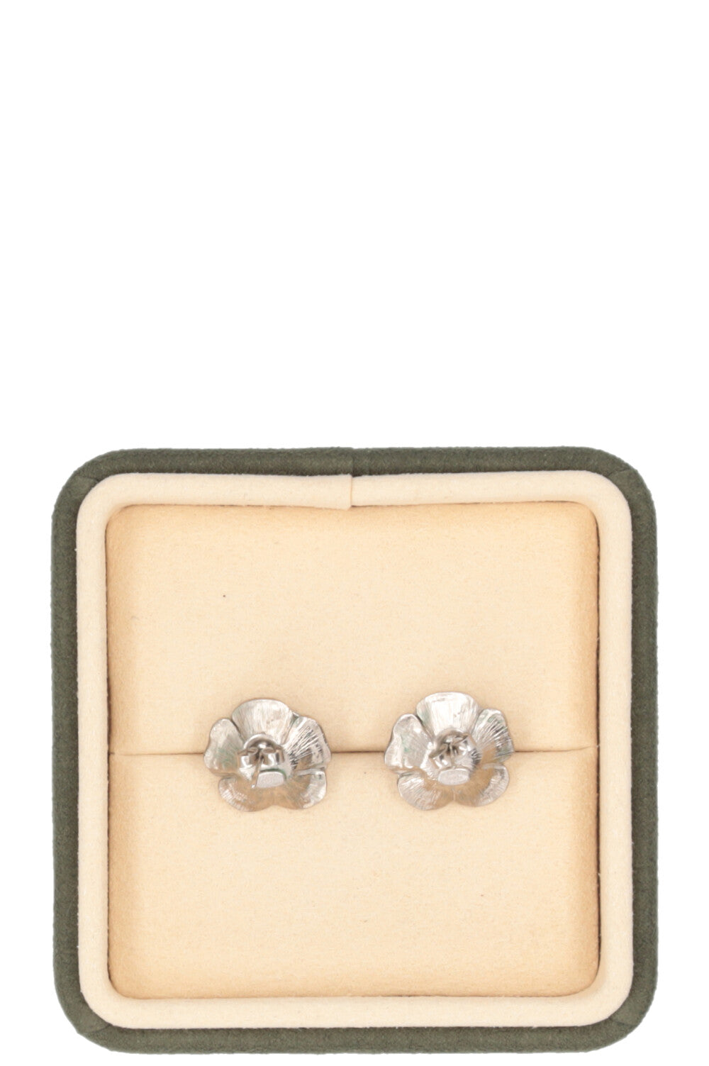 CHANEL 1998 Boucles d'oreilles Camélia Cristaux Argent