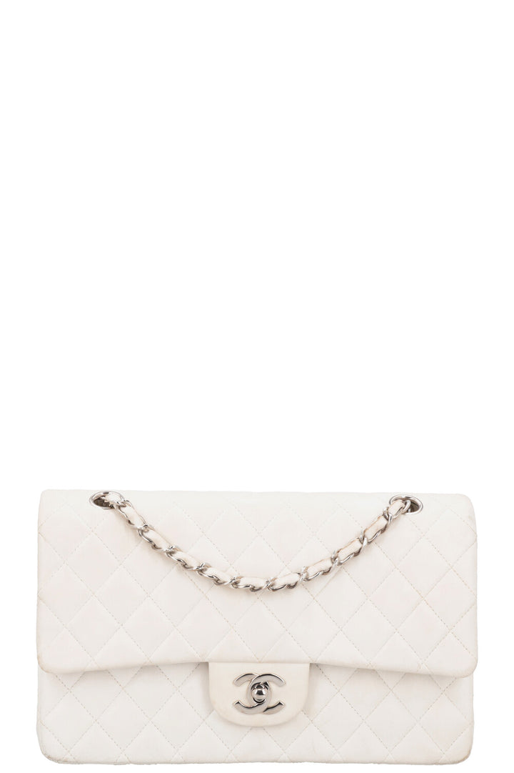 CHANEL Medium Classic Double Flap Bag Leather White