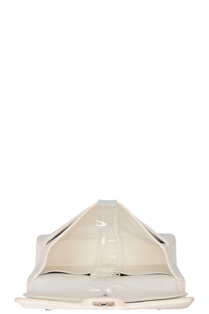 CHANEL Medium Classic Double Flap Bag Leather White