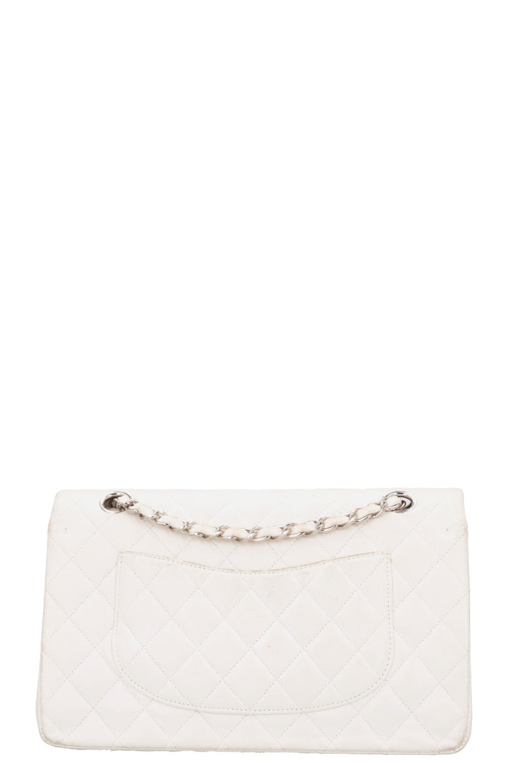 CHANEL Medium Classic Double Flap Bag Leather White