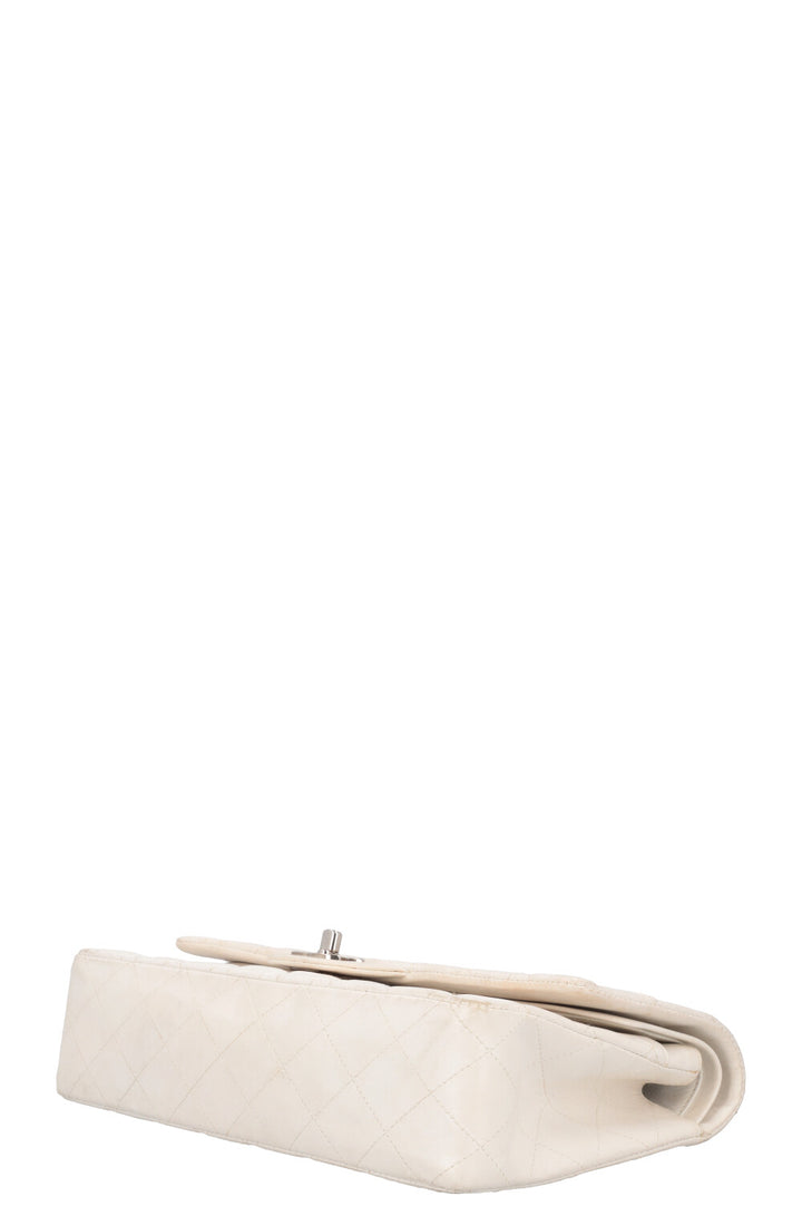 CHANEL Medium Classic Double Flap Bag Leather White