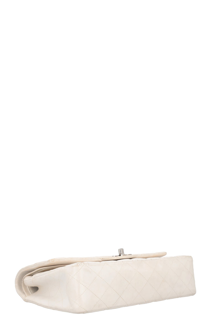 CHANEL Medium Classic Double Flap Bag Leather White