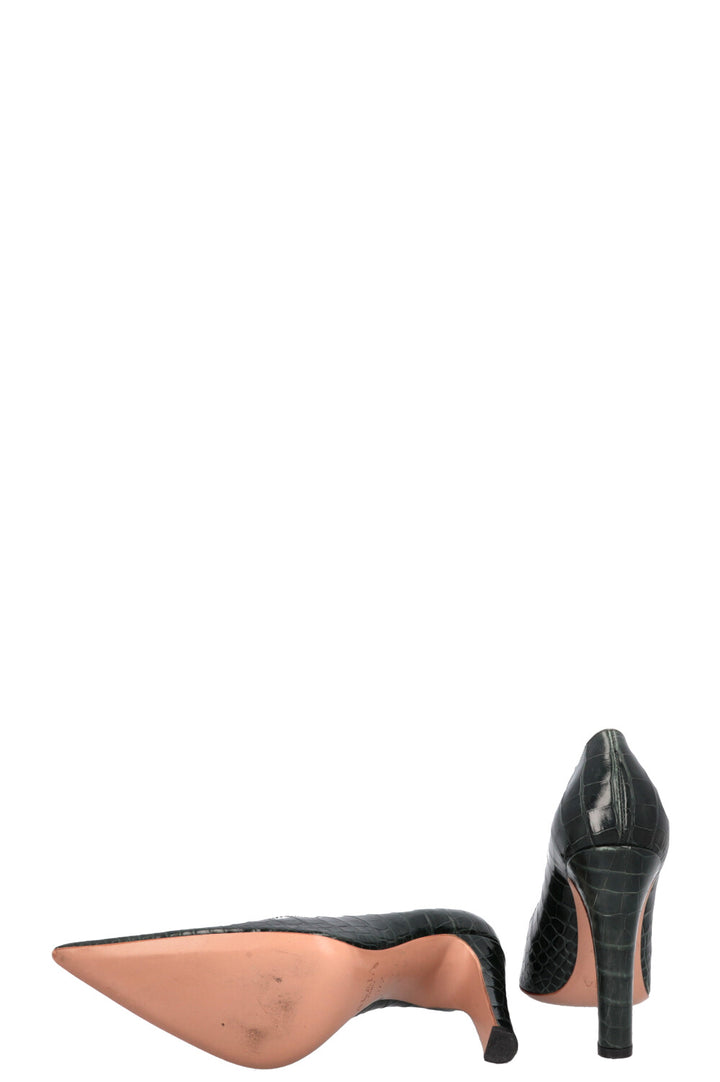 Escarpins ALAIA en relief crocodile verts